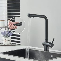 Pull Out Kitchen Sink Faucet 360° Rotatable Mixer Taps Single Handle Crane Single Holder Mixer Crane Hot&Cold Water Sink Faucets