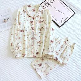 Women's Sleepwear Squirrel Print Pyjamas Two Piece Set Cotton Long Sleeve Pants Simple Casual Home Furnishing