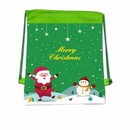 christmas Santa Claus Drawstring Bags Kids Favours Travel Pouch Storage Bag N-woven Fabrics Drawstring Backpack Pouch R80z#