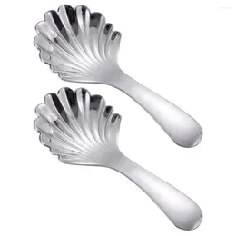 Spoons 2 Pcs Teaspoon Pudding Ladle Coffee Compact Scoop Stainless Steel Cake Small Dessert