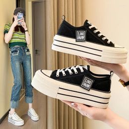 Casual Shoes Thick-soled Inner Elevating Canvas Female Students Matching Small White 2024 Trend