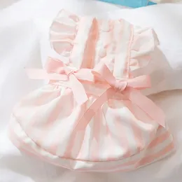 Dog Apparel Summer Pet Princess Clothes Fashion Dress Sweet Bowknot Puppy Skirt Suspender Striped Costumes