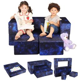 MOMCAYWEX 3-piece Set of Game 3-in-1 Folding Sofas, Imaginative Children's Sofa Toy Set, Dark Blue Universe