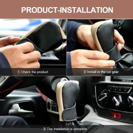 Car PU Leather Gear Shift Knob Cover Gear Shift Non-Slip Grip Handle Protective Covers Manual Speed Car Interior Accessories