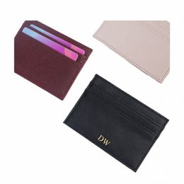 dropship Slim RFID Blocking Wallet Saffiano PU Leather Credit Card Holder Custom Initial Letters ID Card Case Gift O2Hs#