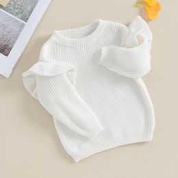0-3Y Baby Girls Solid Color Sweater Newborn Toddler Ruffle Long Sleeve Knit Pullover Tops Jumper Kids Spring Fall Winter Clothes