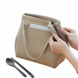 large Capacity Jute Lunch Bags Insulated Women Kids Thermal Bento Box Tote Portable Food Bag Dinner Ctainer for School Picnic 07iH#