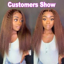 Color 4 Lace Front Wig Cheap Kinky Straight Lace Frontal Human Hair Wigs For Women Remy 13X4 4X4 Yaki Straight Lace Wig