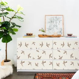 Light Creamy Wallpaper Swallow Bird Waterproof Self-Adhesive Contact Paper for Bedroom Closet Drawer Dresser Home Decor