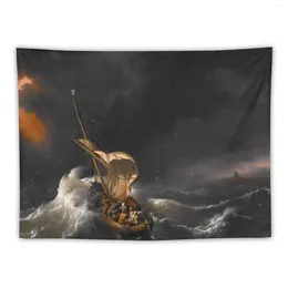 Tapestries Ludolf Backhuysen-Christ In The Storm On Sea Of Galilee Tapestry Art Mural Wall Decoration Room Decorating