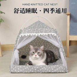 Cat Carriers Factory Direct Supply Of Summer Four Corner Tent Nests Foldable Houses Semi Enclosed Dog Removable And Washable