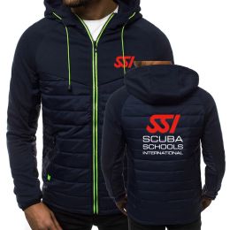 2024 Scuba Diving Dive SSI Men's Autumn Winter Popular Patchwork Seven-color Cotton-padded Jacket Hooded Coats Printing Clothes