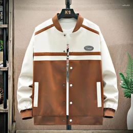 Men's Jackets Spring Baseball Clothes Street Style Patchwork Men Jacket Contrast Colour Zipper Long Sleeve Fashion Vintage Casual Harajuku