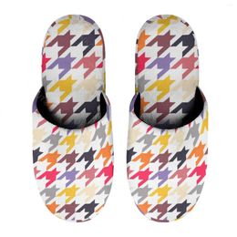 Slippers Houndstooth Pattern (5) Warm Cotton For Men Women Thick Soft Soled Non-Slip Fluffy Shoes Indoor House Sole