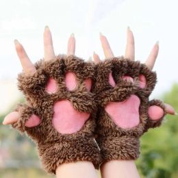 1 Pair Women's Gloves Plush Cat Paw Claw Cosy Cute Warm Comfortable Non-Slip Gloves Office Riding Accessories