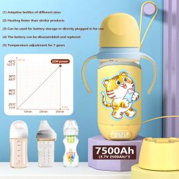 Rechargeable Baby Bottle Warmer 7 Levels Adjustment Temperature Display Breast Milk Feeding Accessories Portable Bottle Heater