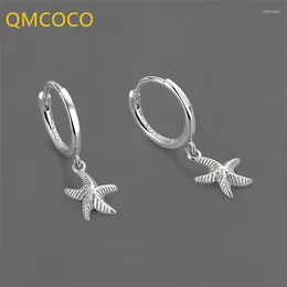Dangle Earrings QMCOCO Silver Color Creative Design Simple Starfish Pendant Hoop Earring For Women Geometric Chic Fine Jewelry Daily