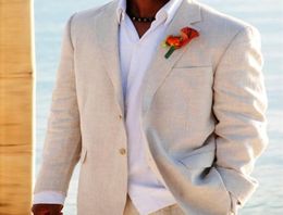 Light Beige Linen Suits Beach Wedding Tuxedos For Men Custom Made Linen Suit Tailor Made Groom Suit Cool Men039s Linen Tuxedos 2852894