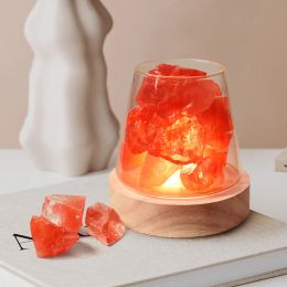 C2 Natural Himalayan Salt Table Lamp Night Light Natural Raw Stones Crystal Essential Oil Diffuser light Gift Decor Novelty lamp