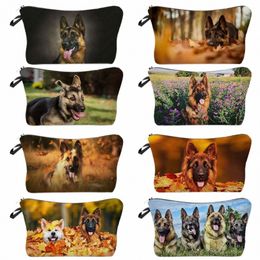 beach Travel Outdoor Organizer Bag Lady Foldable Makeup Toiletry kit Casual Women Cosmetic Bag German Shepherd Dog Animal Print 62WZ#