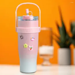 Water Bottles Capacity Tumbler Cup Drink Holder Insulated Stainless Steel With Leak-resistant Straw Reusable For Home