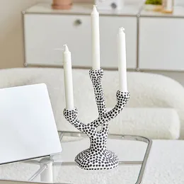Candle Holders Creative Home Decoration Wave-dot Ceramic Restaurant Candlestick Ornaments Shooting Props For Candlelight Dinner