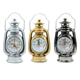 Table Clocks Oil Lamp Alarm Clock Classical Kerosene Light Gift For Living Room Shelf