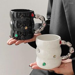 Mugs Creative Gem Mug Light Luxury Household Cup Ceramic High Appearance Enamel Thickened Handle