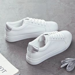 Fitness Shoes Lace-up Women's Vulcanize Spring Casual Classic Solid Color PU Leather Women White Sneakerss4
