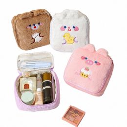 winter Carto Plush Square Makeup Bag for Girls Large Capacity Portable Cosmetic Storage Rabbit Ear W Bag Pencil Case B58f#