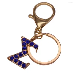 Keychains Alloy Blue Crystal Women Lady Social Service Greek Letter Sigma Sign Key Chains