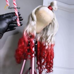 Charisma Synthetic Lace Front Wig Long Body Wave Lace Frontal Wigs Blonde to Red Lace Wigs for Women Natural Hairline Cosplay