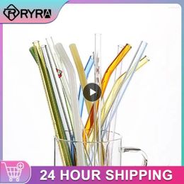 Drinking Straws 5/8/10PCS Large Wave-shaped Milk Beverage Straw Creative Glass Three-way Curved Shape Pipette Heat-resistant