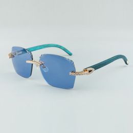 hot sale fashion endless diamonds cut lenses green natural wood sticks sunglasses 8300916-3 glasses size 58-18-135mm