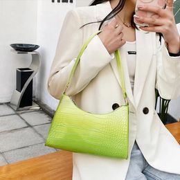 Bag Luxury Gradient Color Baguette Women Crocodile Pattern Shoulder Designer Armpit Trendy Female Handbag Purse Sac