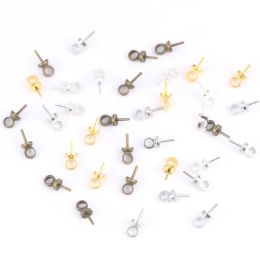 100pcs/lot Brass Half hole Charms Eye Pins Beads End Caps Top Drilled Pendant Bails Findings Connectors For Jewellery Making 6x3mm