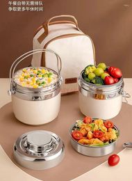Dinnerware Ultra Long Insulated Lunch Box Portable Rice Bucket 304 Stainless Steel Soup Pot Bowl