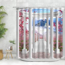 Shower Curtains Scenery Aesthetic Roman Columns Gardens Mountains Landscapes Home Decor For Bedroom Hooks