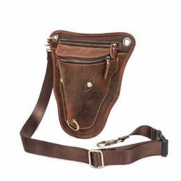 original Leather men Brown Casual Fi Small Shoulder Menger Bag Designer Travel Belt Waist Pack Drop Leg Bag Male 833 11bf#