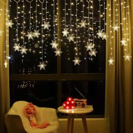 4M Christmas Snowflakes LED String Lights Flashing Fairy Curtain Lights Waterproof For Holiday Party Wedding Xmas Decoration