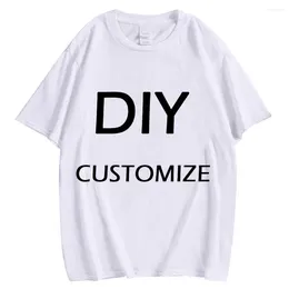 Men's T Shirts HX Cotton DIY T-shirts 3D Print White Brand Logo/Picture Design Custom Pullovers XS-7XL