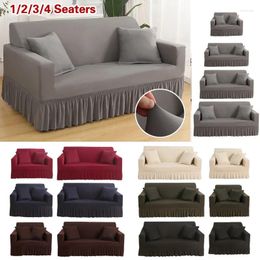 Chair Covers High Elastic Stretchable Cushion Couch Sofa Cover With Skirt Seersucker Slipcover Easy Fitted Furniture Protector