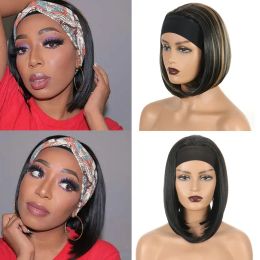 Wigs OUCEY Short Bob Headband Wigs for Women Black Straight Synthetic Wig Daily Party Cosplay Bob Wig Glueless Natural Wigs Women