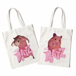 tote Bag Kawaii Ratz Reusable Grocery Canvas Shop Bag Harajuku Shopper Bag Women Shoulder Eco Large Cute Tote 02B1#