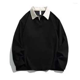 Men's Polos Half Open Polo Shirt Collar Sweater Spring Fashion Couple Japanese Retro Long-sleeved T-shirt Pullover