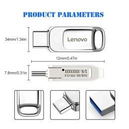 Lenovo 2 In 1 Flash Drive 2TB High Speed Pendrive Stick 1TB 512GB Metal USB 3.0 Mini Type-c Waterproof Stick OTG Memory Storage