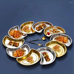 Plates Creative Peach Moon Shape Snack Plate Stainless Steel Serving Tableware Stackable Dishes Tray Gold Colour Kitchen Supplies
