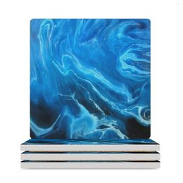 Table Mats Waves Ceramic Coasters (Square) Household Utensils Kitchen Personalise Black Cute Cup