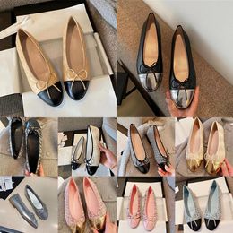 Luxury Paris Brand Designer Loafers Womens Dress Shoes Lady Wedding Soft Leather Black White Sandals Ladies Beige Ballerina Spring Slip on Slippers Size 35-42
