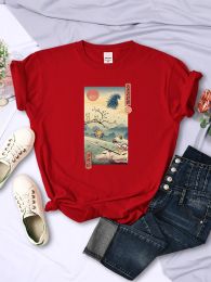 Wolf Princess Ukiyo Japan Style Female Short Sleeve Hip Hop Breathable T Shirts Casual Summer Tops Street Soft Womens Clothing